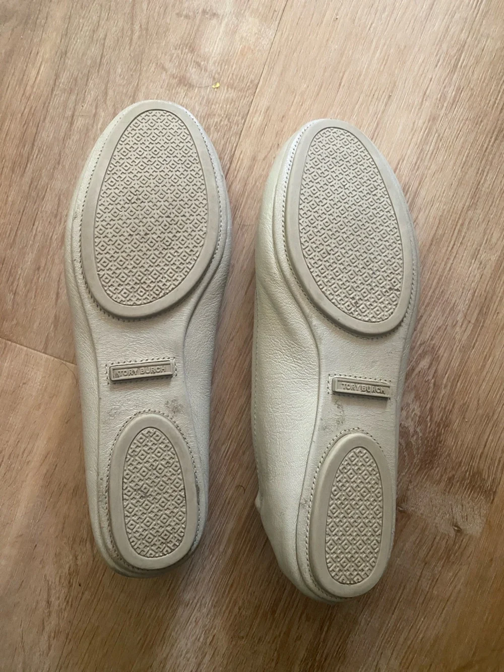 Tory Burch Beige Leather Logo Ballet Flat